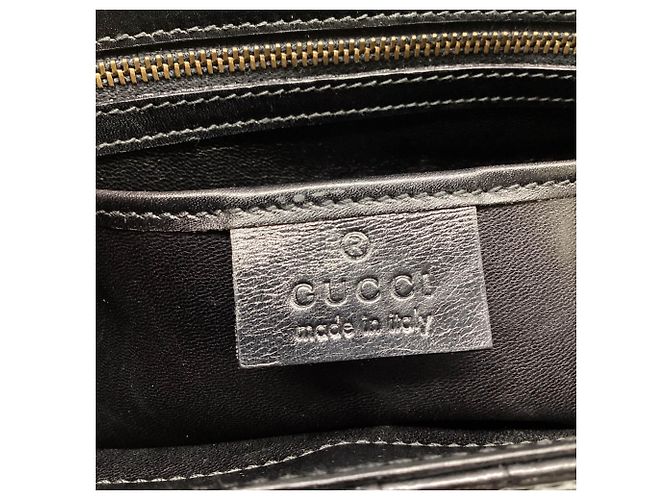 Borsa Gucci con manico superiore e doppia patta in pelle di coccodrillo nera - vista 9