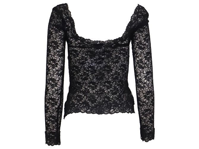 Dolce & Gabbana Langarm-Spitzenoberteil aus schwarzem Polyamid - Ansicht 4