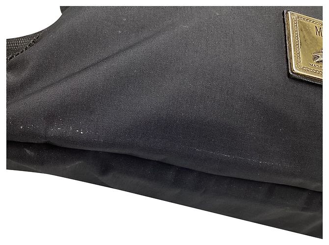 Borsa a tracolla con placca logo Moschino in poliestere nero - vista 10