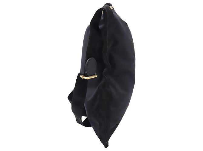Borsa a tracolla con placca logo Moschino in poliestere nero - vista 3