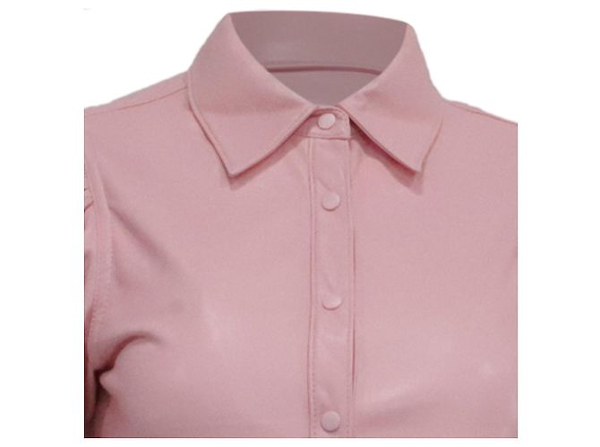 Abito camicia mini Jenn Alice + Olivia in ecopelle rosa - vista 2