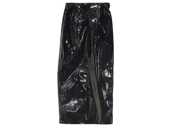 Falda midi de vinilo Alessandra Rich en poliuretano negro - vista 2