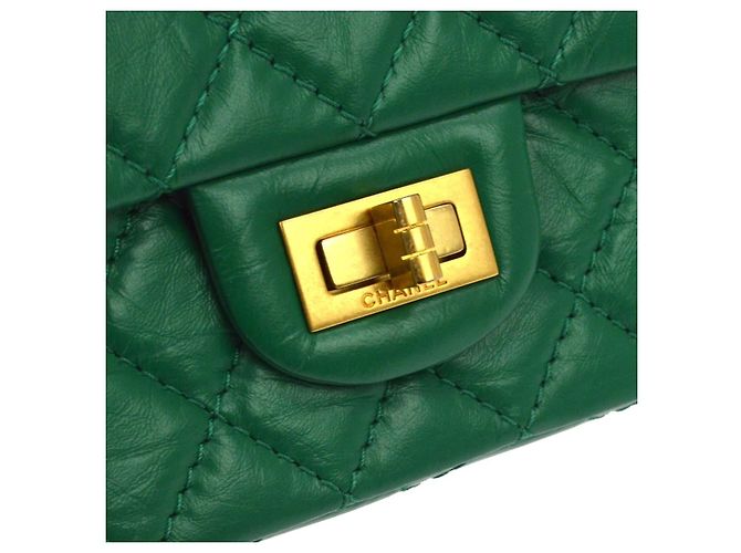 Chanel 2.55 Borsa in pelle di vitello verde - vista 5