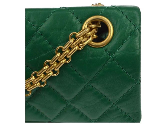 Chanel 2.55 Borsa in pelle di vitello verde - vista 6