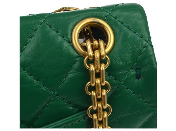 Chanel 2.55 Borsa in pelle di vitello verde - vista 7