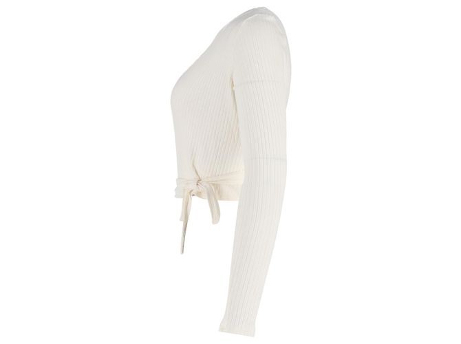 Top wrap Reformation Jeans em modal creme - vista 2