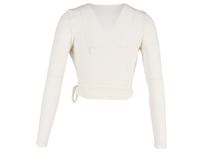 Top wrap Reformation Jeans em modal creme - vista 3