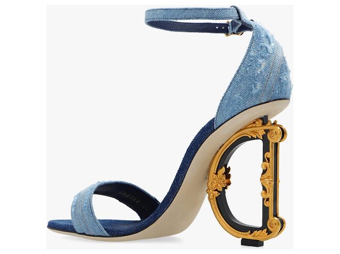 Sandali con tacco in denim blu Dolce & Gabbana - vista 5