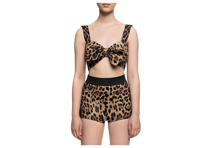 Top Dolce & Gabbana Animal Print Algodão Castanho - vista 3