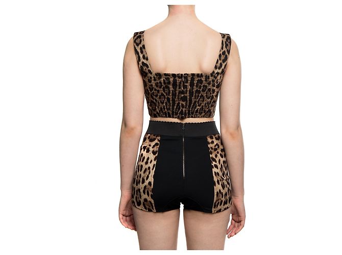 Top Dolce & Gabbana Animal Print Algodão Castanho - vista 4