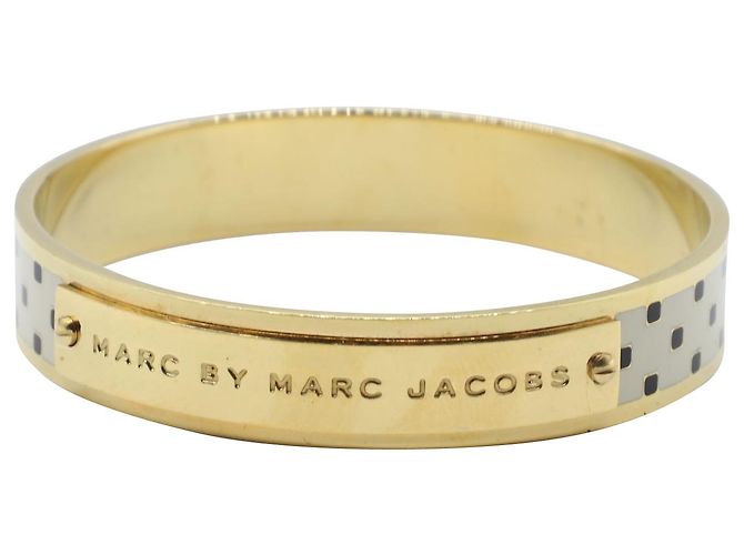 Bangles Marc by Marc Jacobs con placca logo in metallo dorato - vista 3