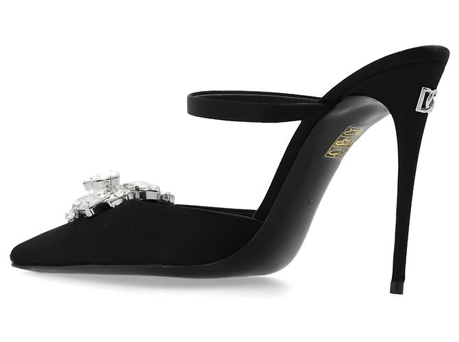 Mules in raso nero a punta Dolce & Gabbana - vista 3