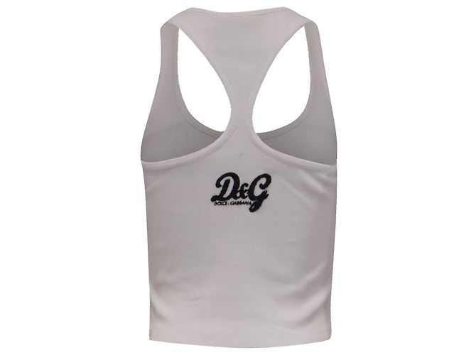 Canotta decorata Dolce & Gabbana D&G in cotone bianco - vista 4