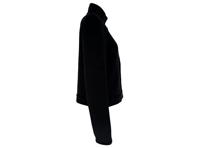 Jil Sander Collared Buttoned Jacket in Black Angora - view 2