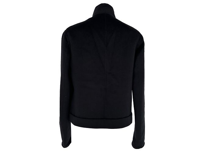Jil Sander Collared Buttoned Jacket in Black Angora - view 3
