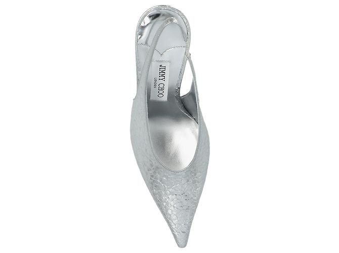 Jimmy Choo Isa Scarpe con Tacco Slingback in Pelle Argento Metallizzato - vista 3