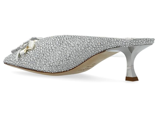 Jimmy Choo Auria Mules con tacco argento e cristalli - vista 2