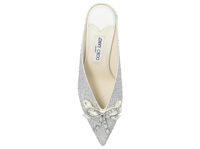 Jimmy Choo Auria Mules con tacco argento e cristalli - vista 3