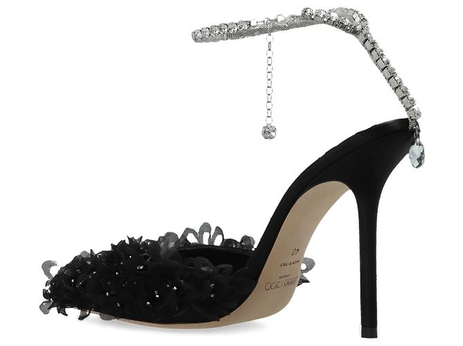 Jimmy Choo Saeda Décolleté in Raso Nero - vista 2