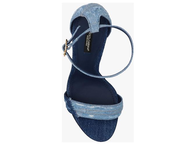 Sandali con tacco in denim blu Dolce & Gabbana - vista 6