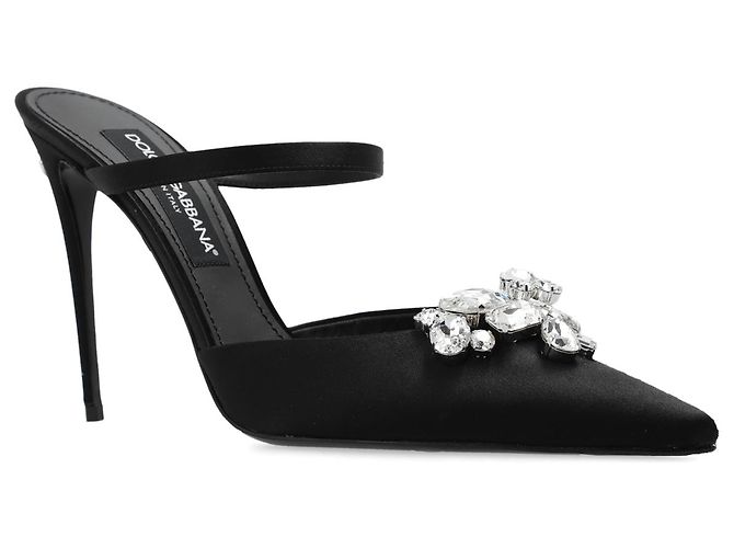 Mules in raso nero a punta Dolce & Gabbana - vista 2