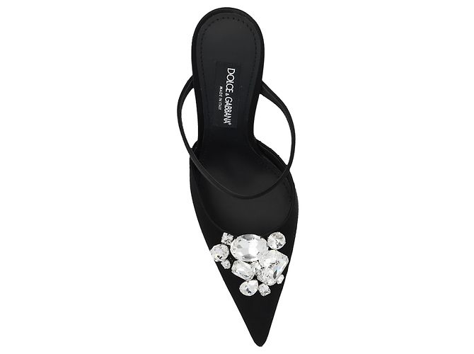 Mules in raso nero a punta Dolce & Gabbana - vista 4
