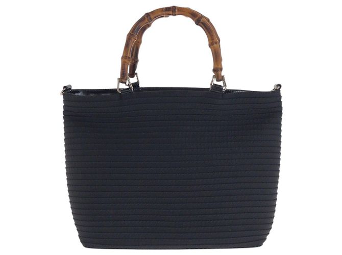 Borsa 2way Gucci in Canvas Bamboo e pelle verniciata - vista 2