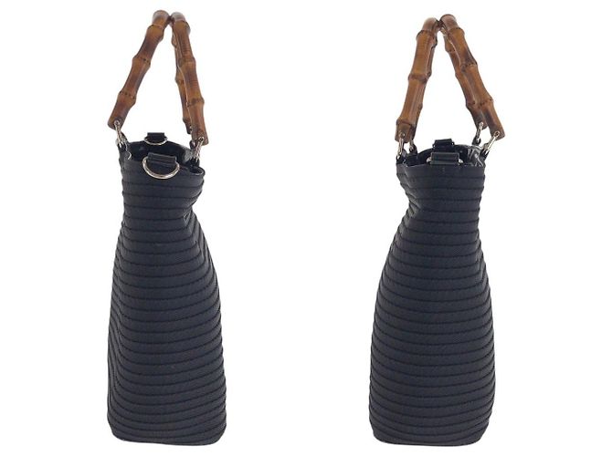 Borsa 2way Gucci in Canvas Bamboo e pelle verniciata - vista 7