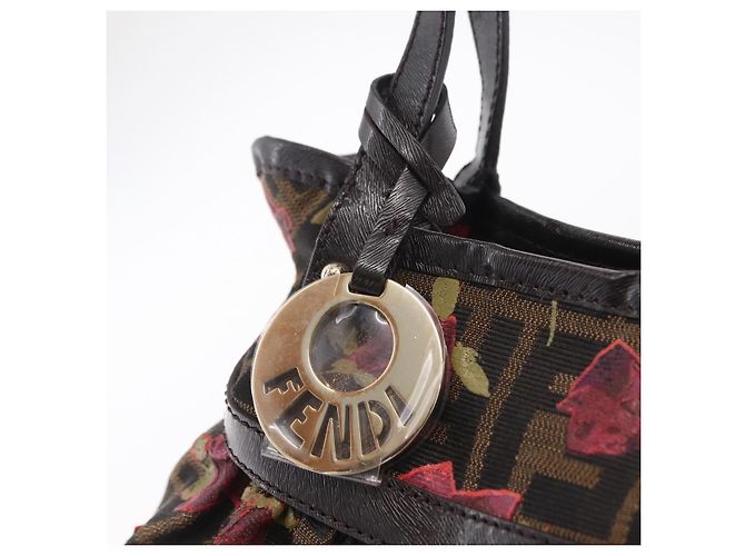 FENDI Zucca Canvas Hand Bag Brown Gold Tone 8BH212 - vista 10