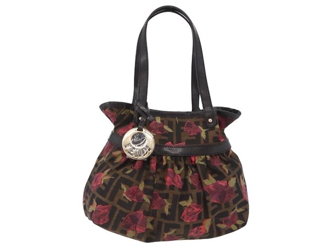 FENDI Zucca Canvas Hand Bag Brown Gold Tone 8BH212 - vista 13