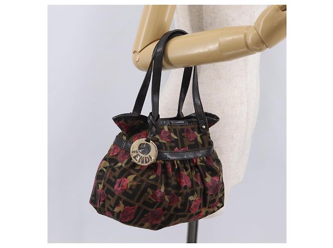 FENDI Zucca Canvas Hand Bag Brown Gold Tone 8BH212 - vista 21