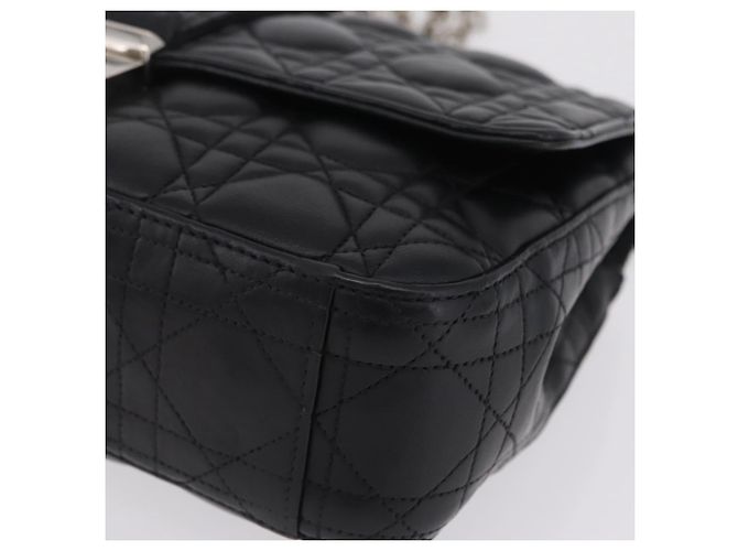 Christian Dior Canage Chain Shoulder Bag Leather Black Silver - vista 11