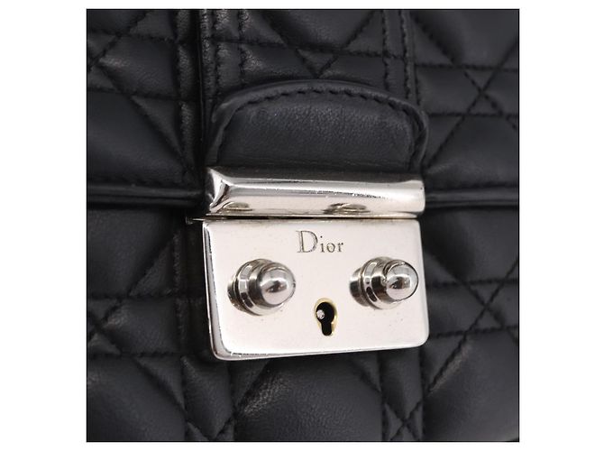 Christian Dior Canage Chain Shoulder Bag Leather Black Silver - vista 14