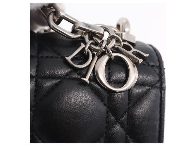 Christian Dior Canage Chain Shoulder Bag Leather Black Silver - vista 15