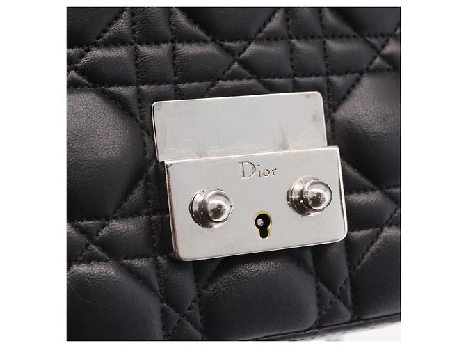 Christian Dior Canage Chain Shoulder Bag Leather Black Silver - vista 18