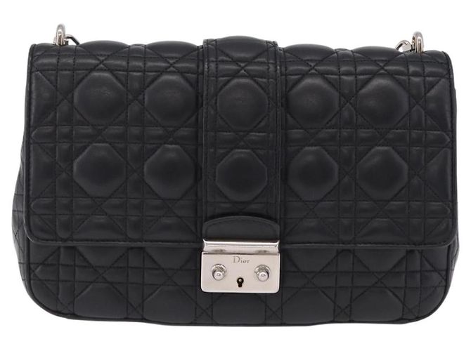 Christian Dior Canage Chain Shoulder Bag Leather Black Silver - vista 2