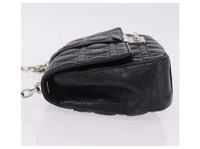 Christian Dior Canage Chain Shoulder Bag Leather Black Silver - vista 5