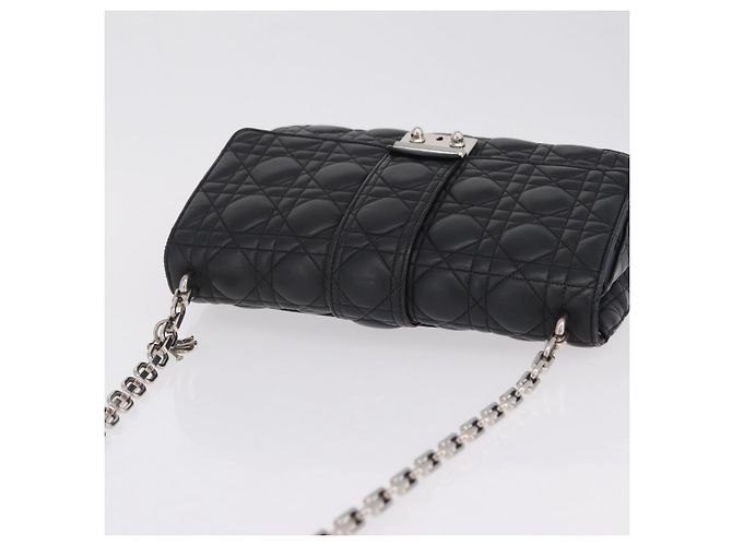 Christian Dior Canage Chain Shoulder Bag Leather Black Silver - vista 6