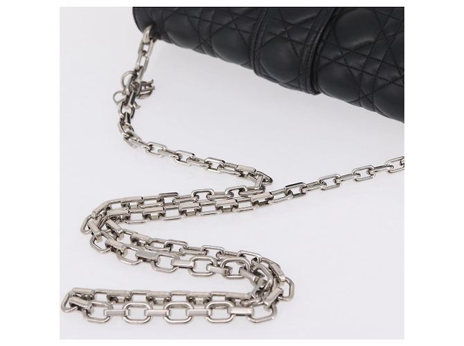 Christian Dior Canage Chain Shoulder Bag Leather Black Silver - vista 7