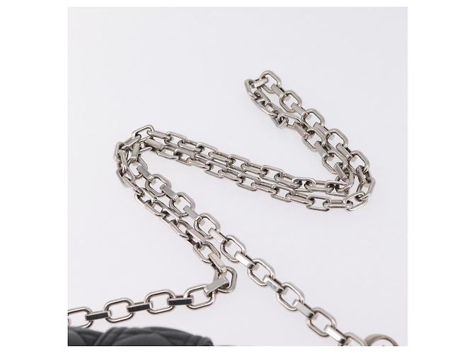Christian Dior Canage Chain Shoulder Bag Leather Black Silver - vista 8