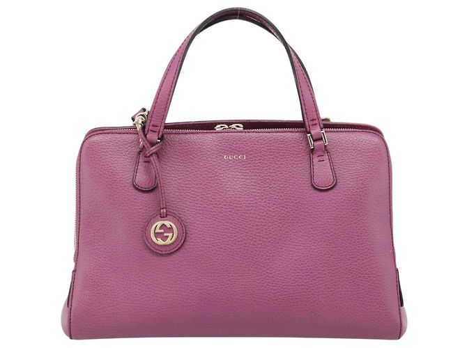 GUCCI Hand Bag Leather 2way Purple Gold 391987 - vista 2