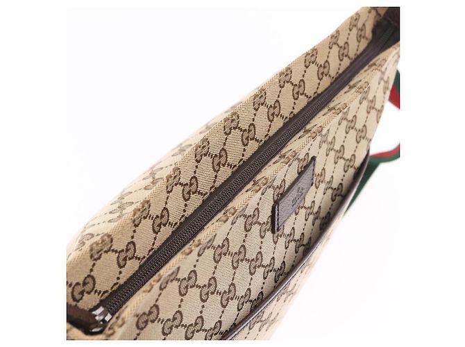 GUCCI GG Canvas Web Sherry Line Shoulder Bag Beige Silver 189751 - vista 17