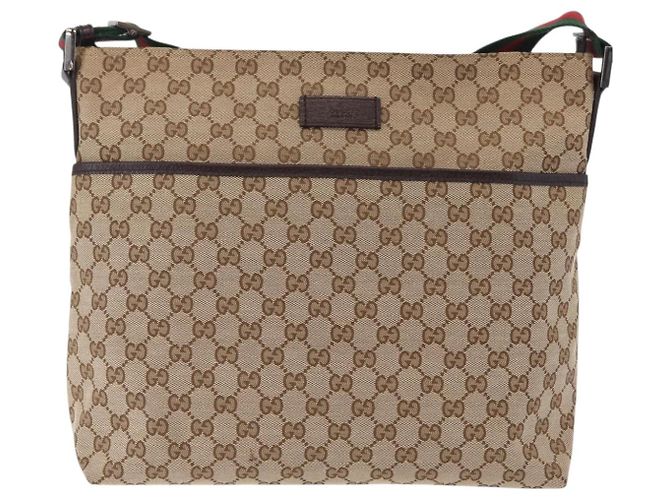 GUCCI GG Canvas Web Sherry Line Shoulder Bag Beige Silver 189751 - vista 2