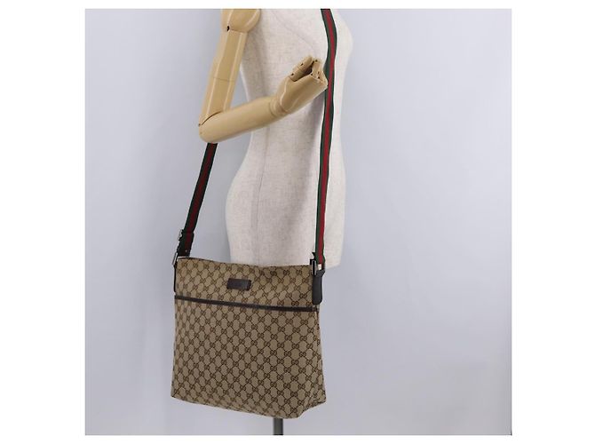GUCCI GG Canvas Web Sherry Line Shoulder Bag Beige Silver 189751 - vista 27
