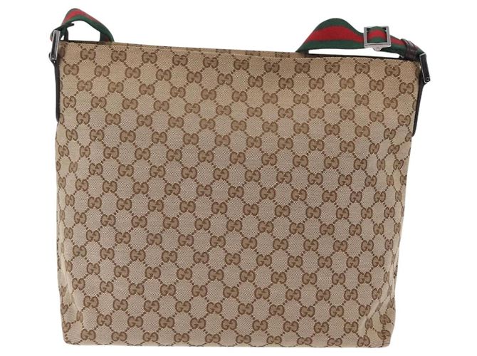 GUCCI GG Canvas Web Sherry Line Shoulder Bag Beige Silver 189751 - vista 3