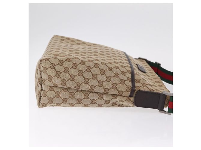 GUCCI GG Canvas Web Sherry Line Shoulder Bag Beige Silver 189751 - vista 4