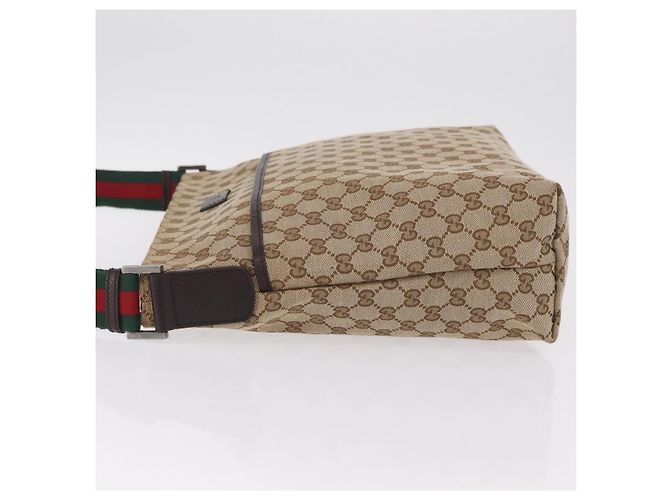 GUCCI GG Canvas Web Sherry Line Shoulder Bag Beige Silver 189751 - vista 5