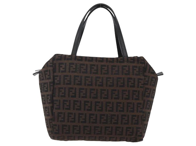 FENDI Zucchino Canvas Hand Bag Black - vista 13