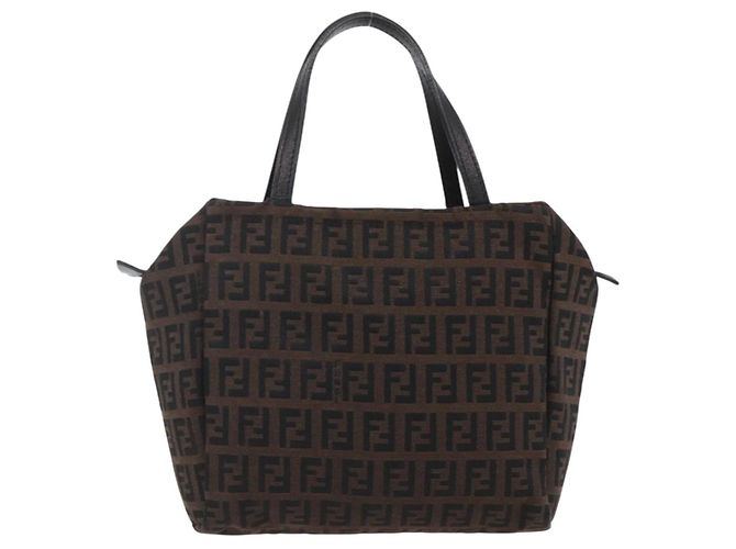 FENDI Zucchino Canvas Hand Bag Black - vista 2