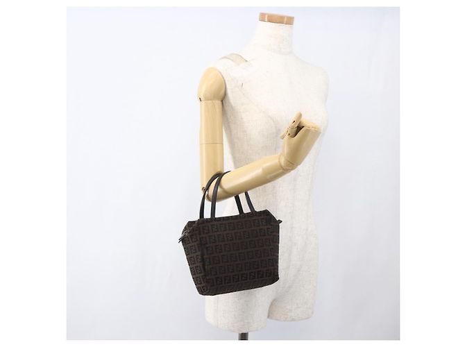 FENDI Zucchino Canvas Hand Bag Black - vista 20